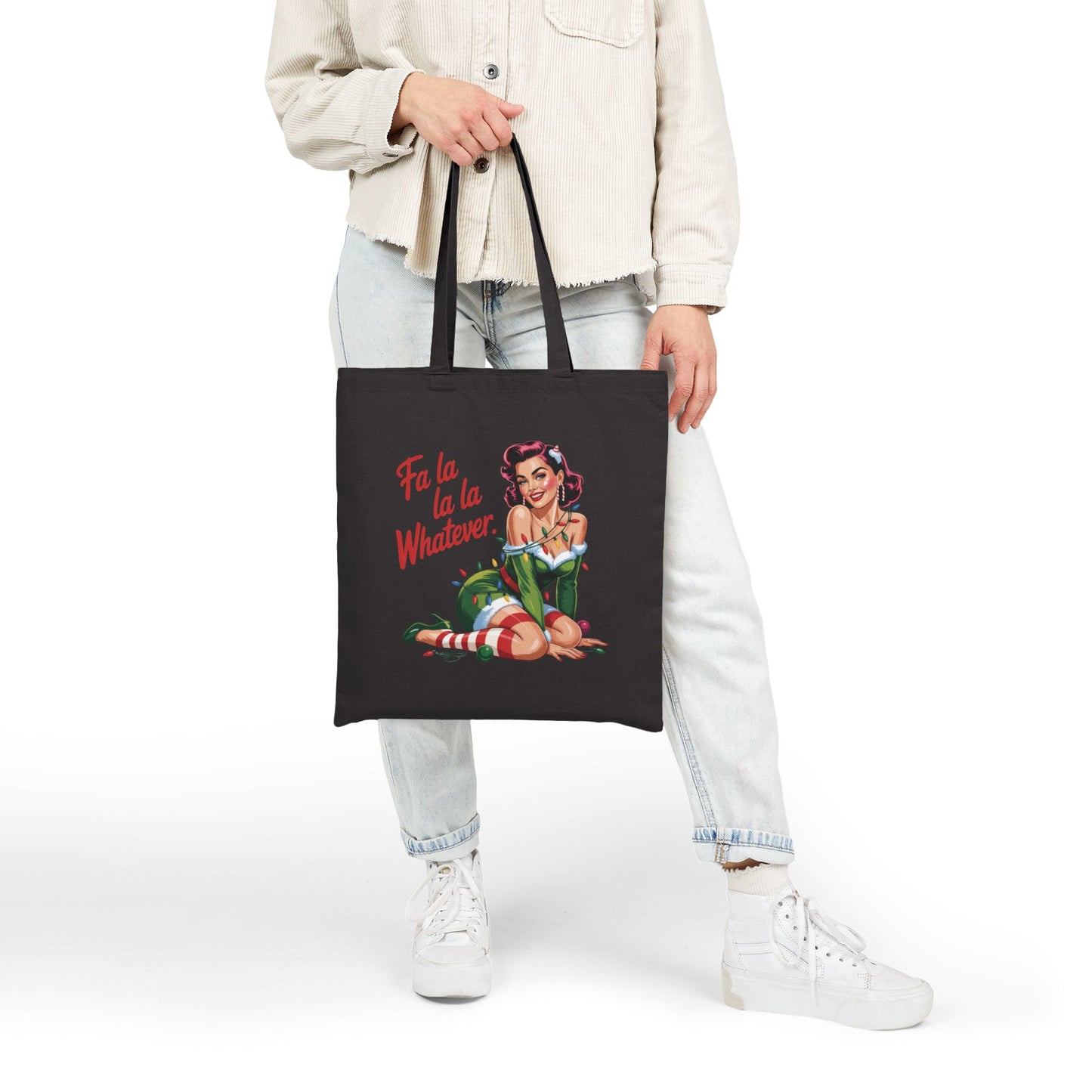Fa la la la Whatever Holiday Tote - Retro Christmas Tote