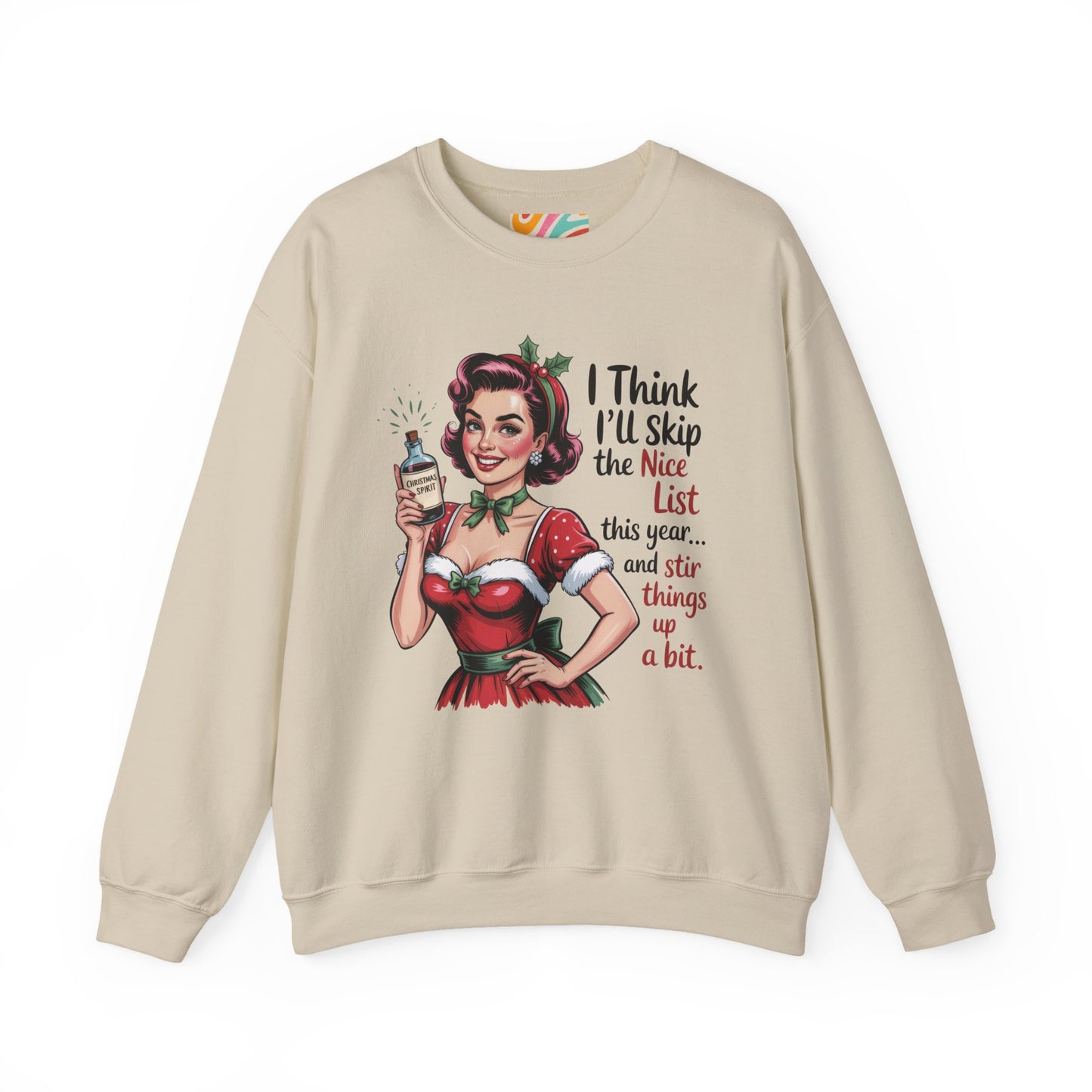 I Think I'll Skip The Nice List Christmas Tee - Retro Holiday Shirt