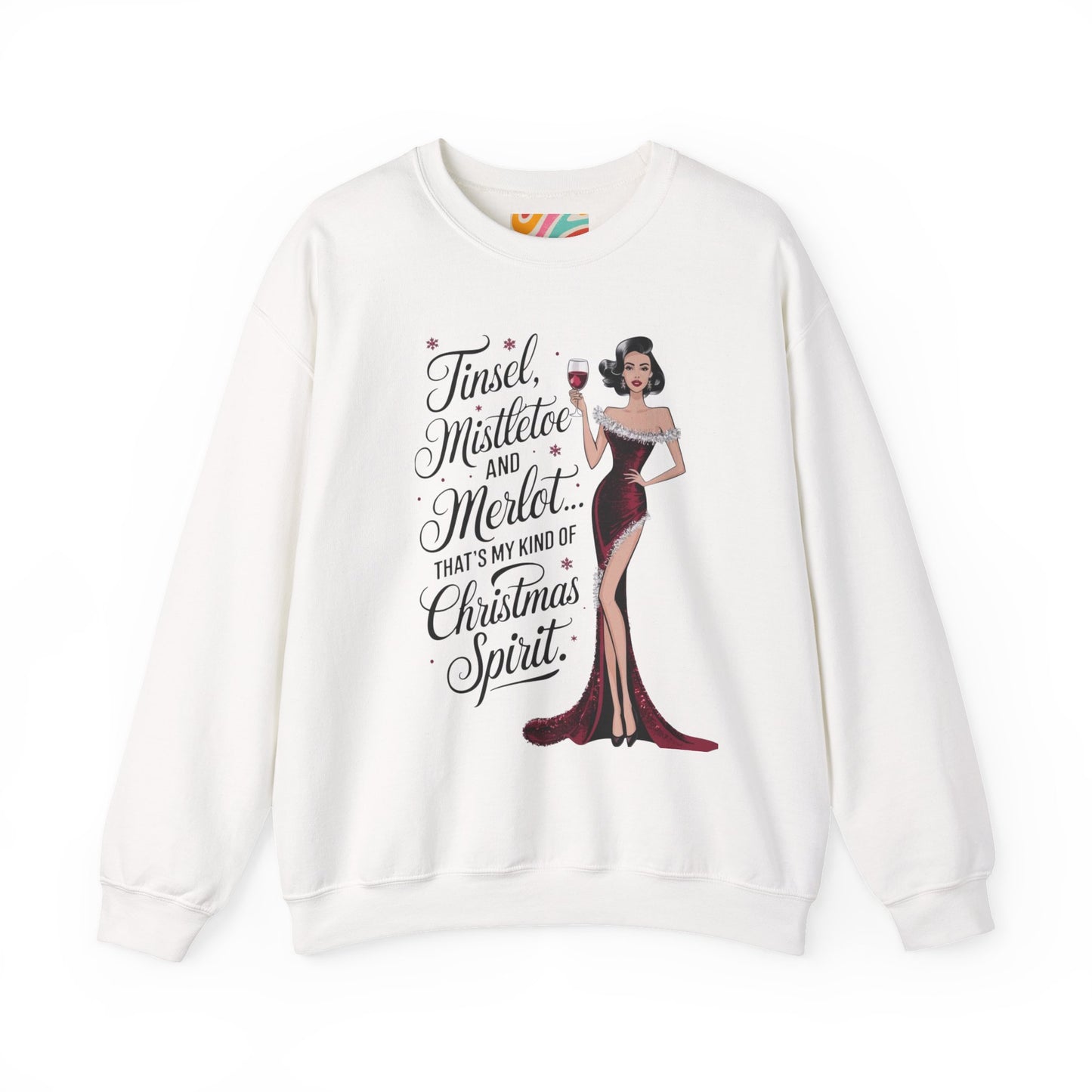 Christmas Merlot Sweatshirt — “Tinsel, Mistletoe and Merlot” Holiday Crewneck
