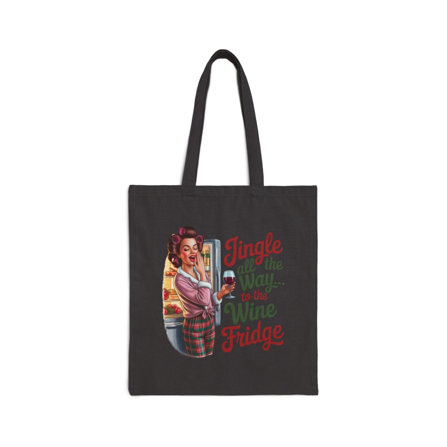 Jingle All the Way to the Wine Fridge Holiday Tote - Retro Christmas Tote