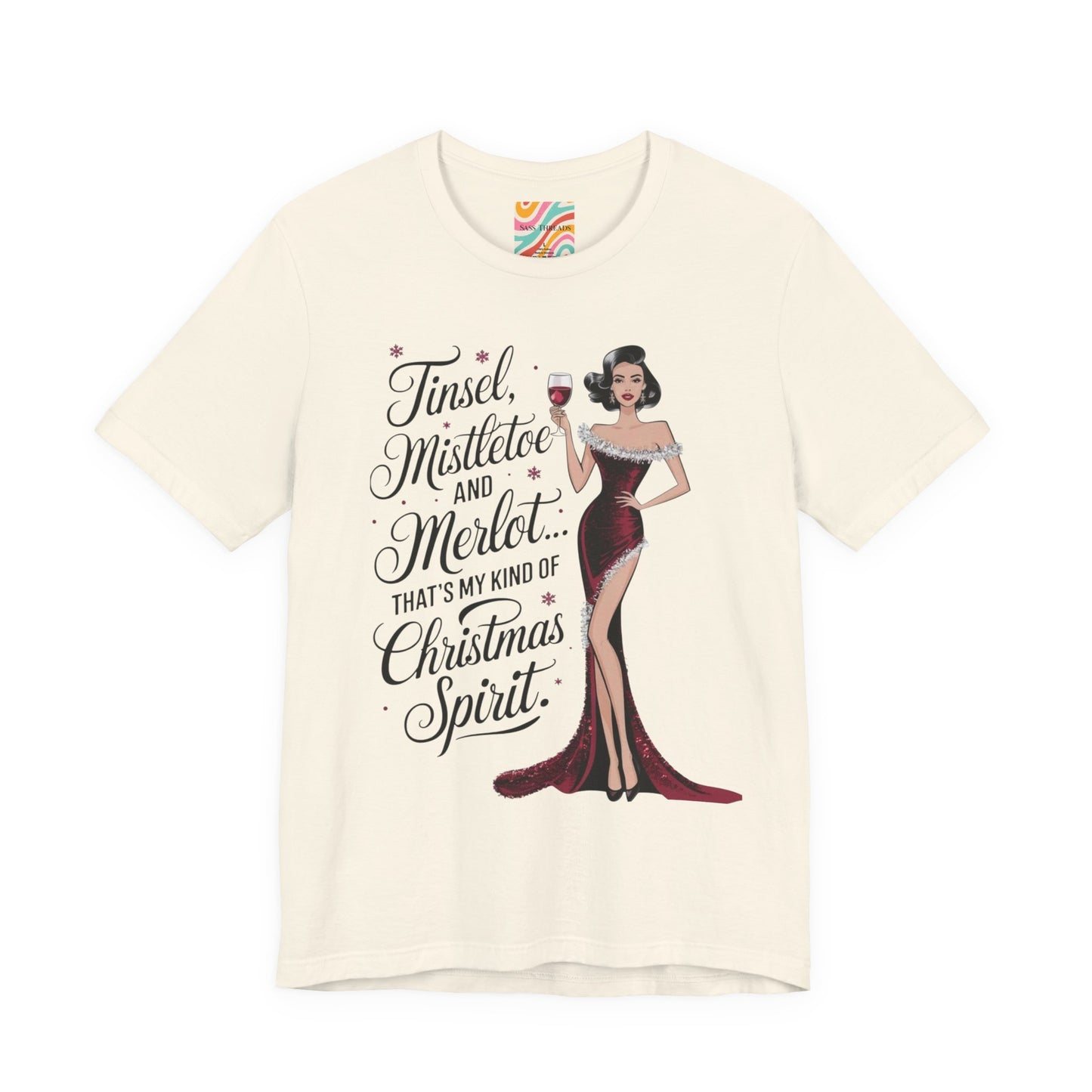 Christmas Merlot Tee — "Tinsel, Mistletoe and Merlot" Holiday Shirt