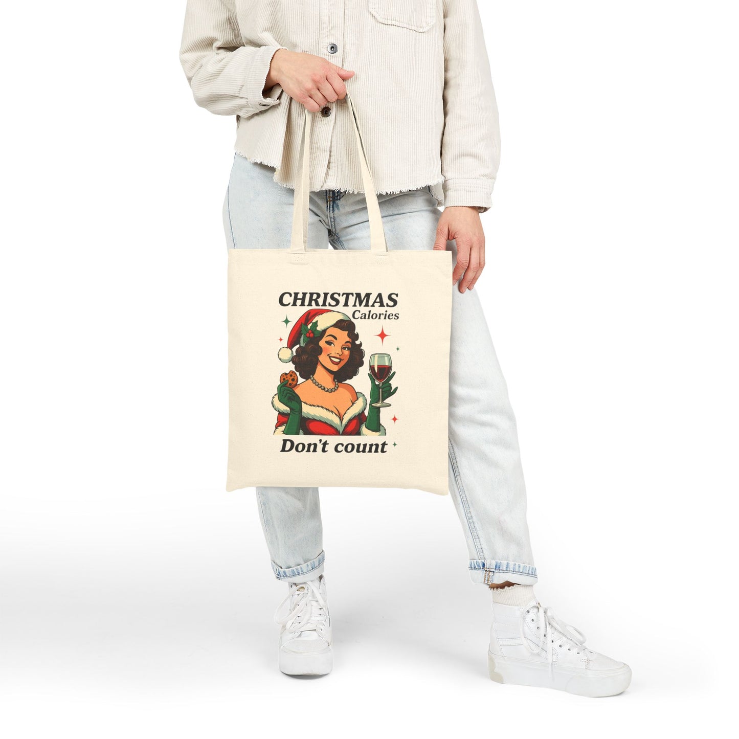 Christmas Calories Don't Count Tote - Retro Holiday Tote