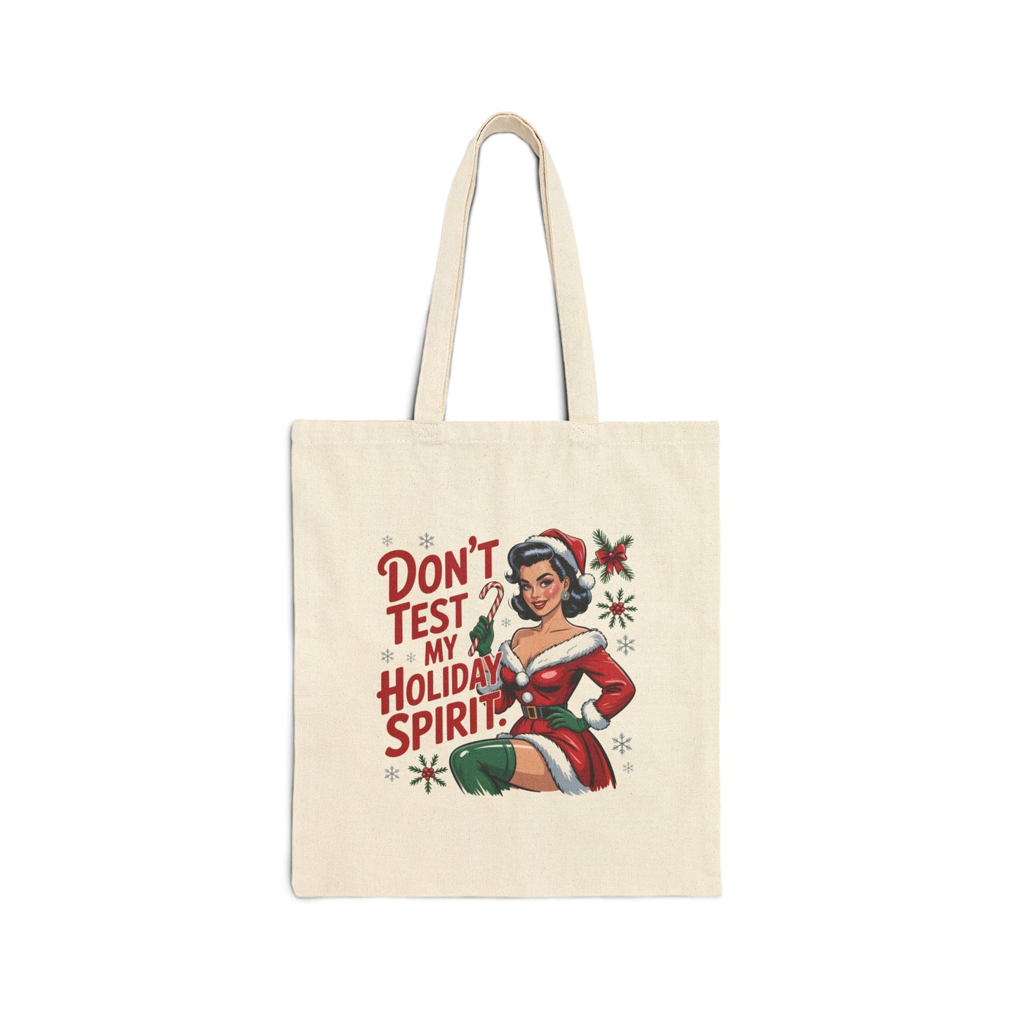 Don't Test My Holiday Spirit holiday Tote - Retro Christmas Tote