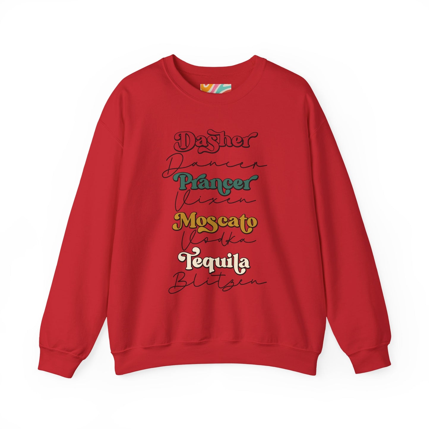 Drinking Reindeer Names Stack Sweatshirt — Holiday Graphic Crewneck