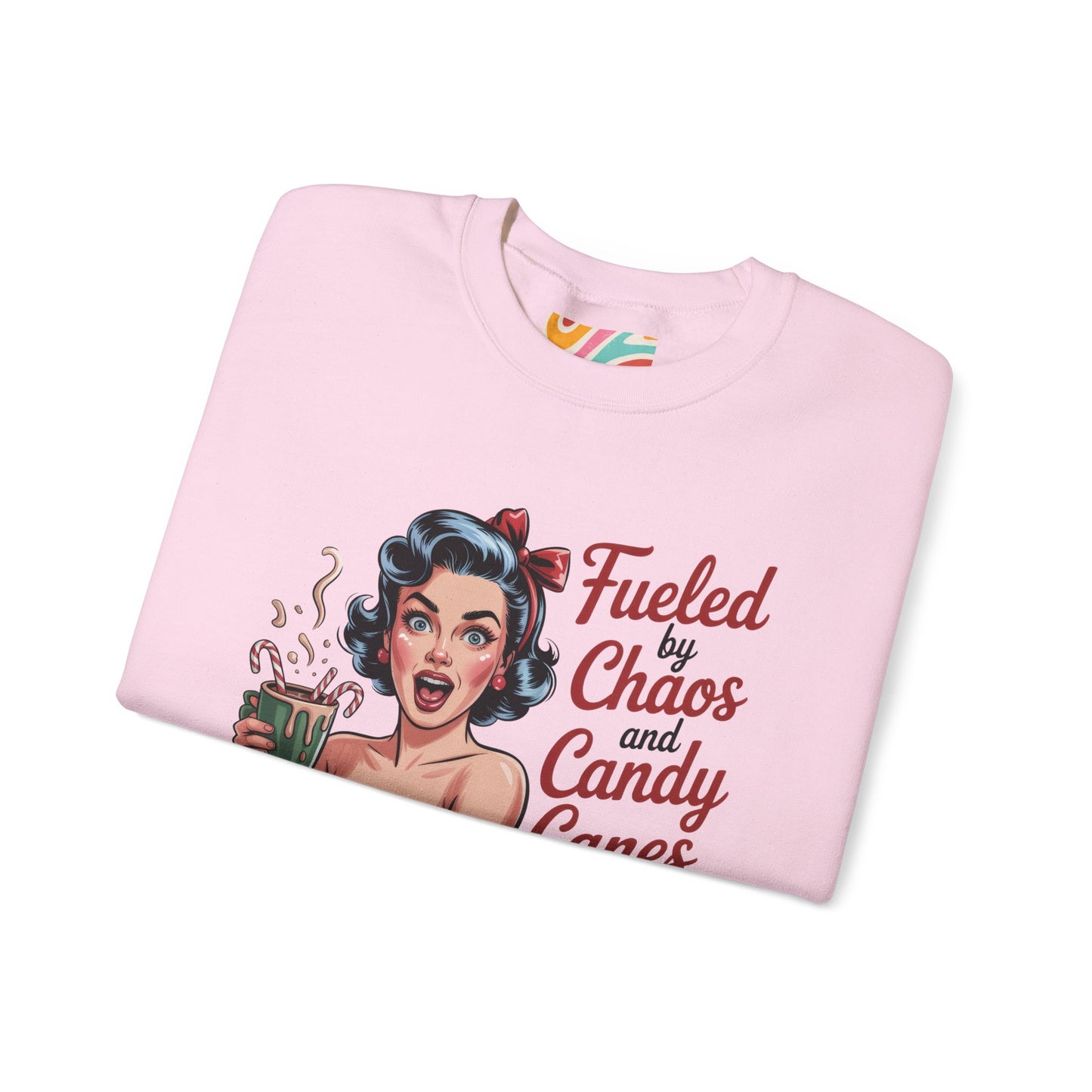 Fueled by Chaos and Candy Canes Holiday Sweatshirt - Retro Christmas Crewneck