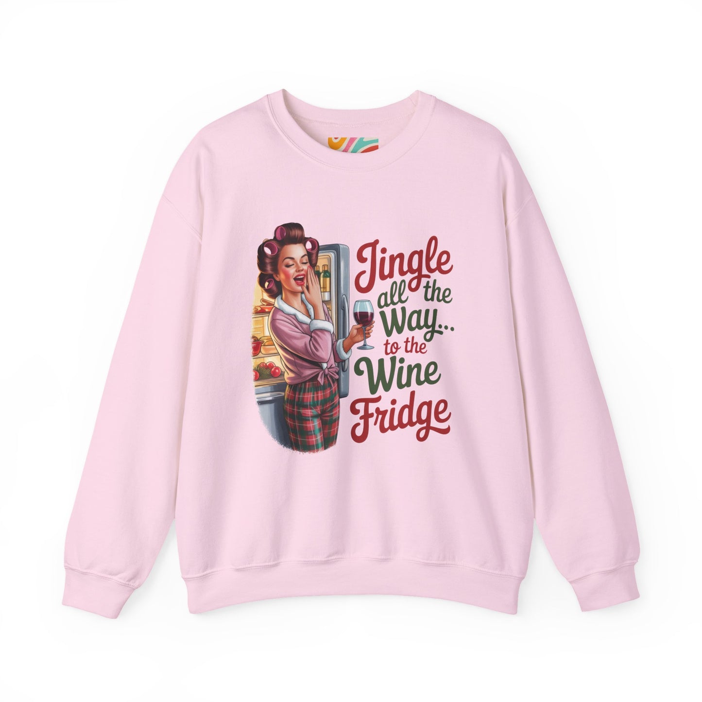Jingle All the Way to the Wine Fridge Holiday Sweatshirt - Retro Christmas Crewneck