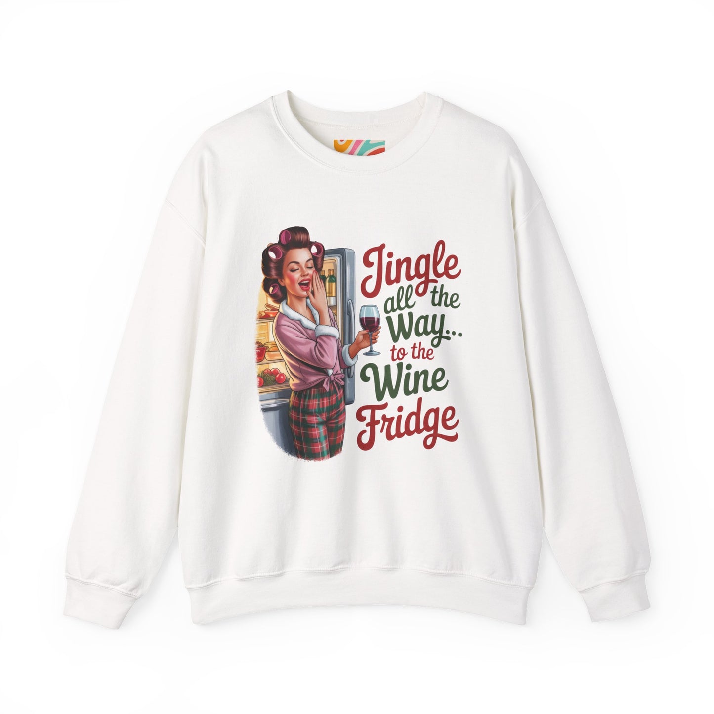 Jingle All the Way to the Wine Fridge Holiday Sweatshirt - Retro Christmas Crewneck