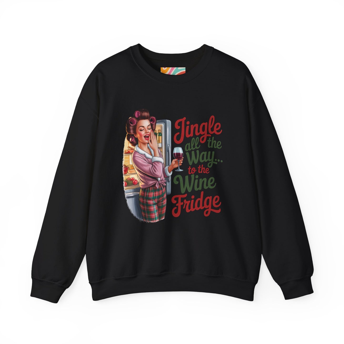 Jingle All the Way to the Wine Fridge Holiday Sweatshirt - Retro Christmas Crewneck