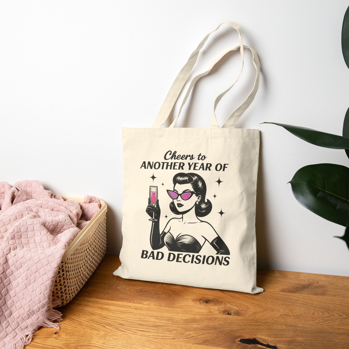 Cheers to Another Year of Bad Decisions Tote - Retro Holiday Tote