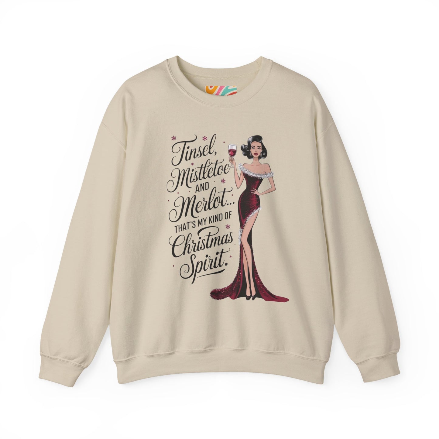 Christmas Merlot Sweatshirt — “Tinsel, Mistletoe and Merlot” Holiday Crewneck