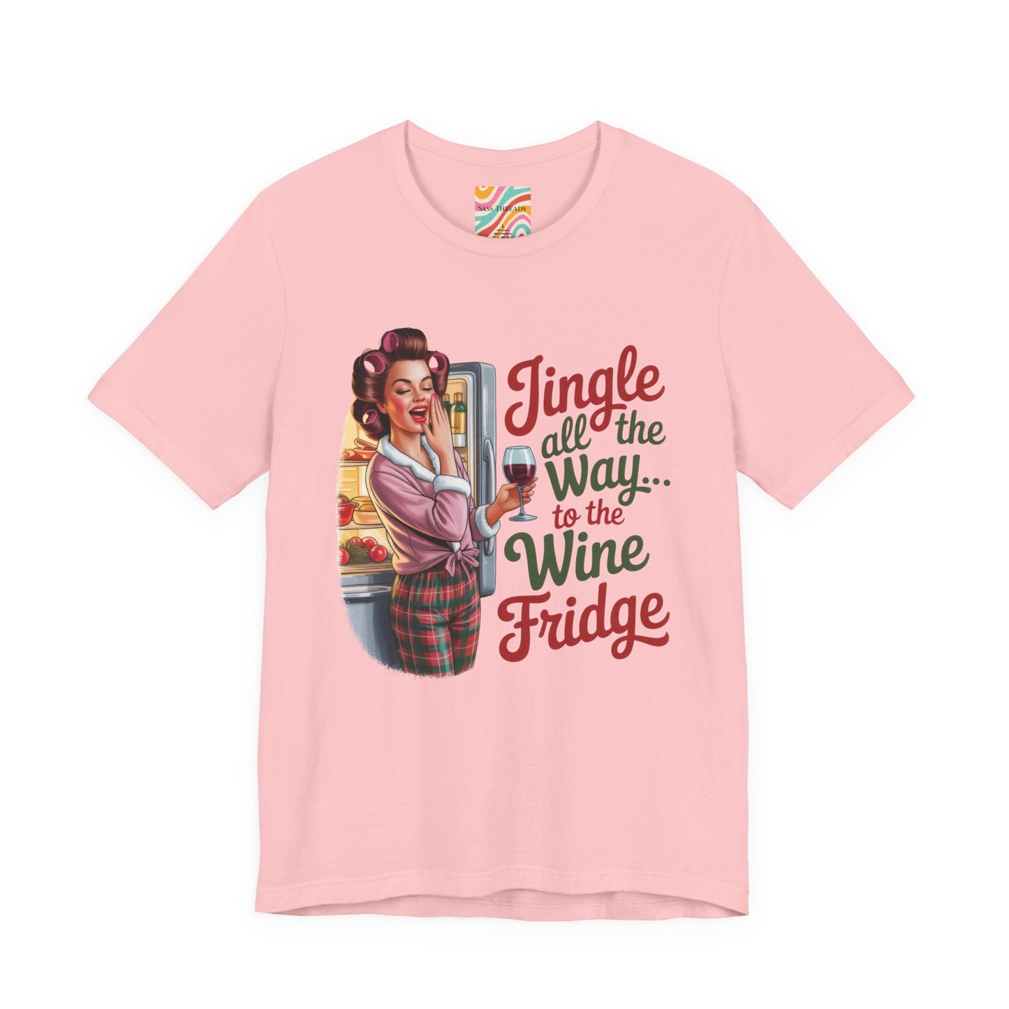 Jingle All The Way to the Wine Fridge Holiday Tee - Retro Christmas T shirt