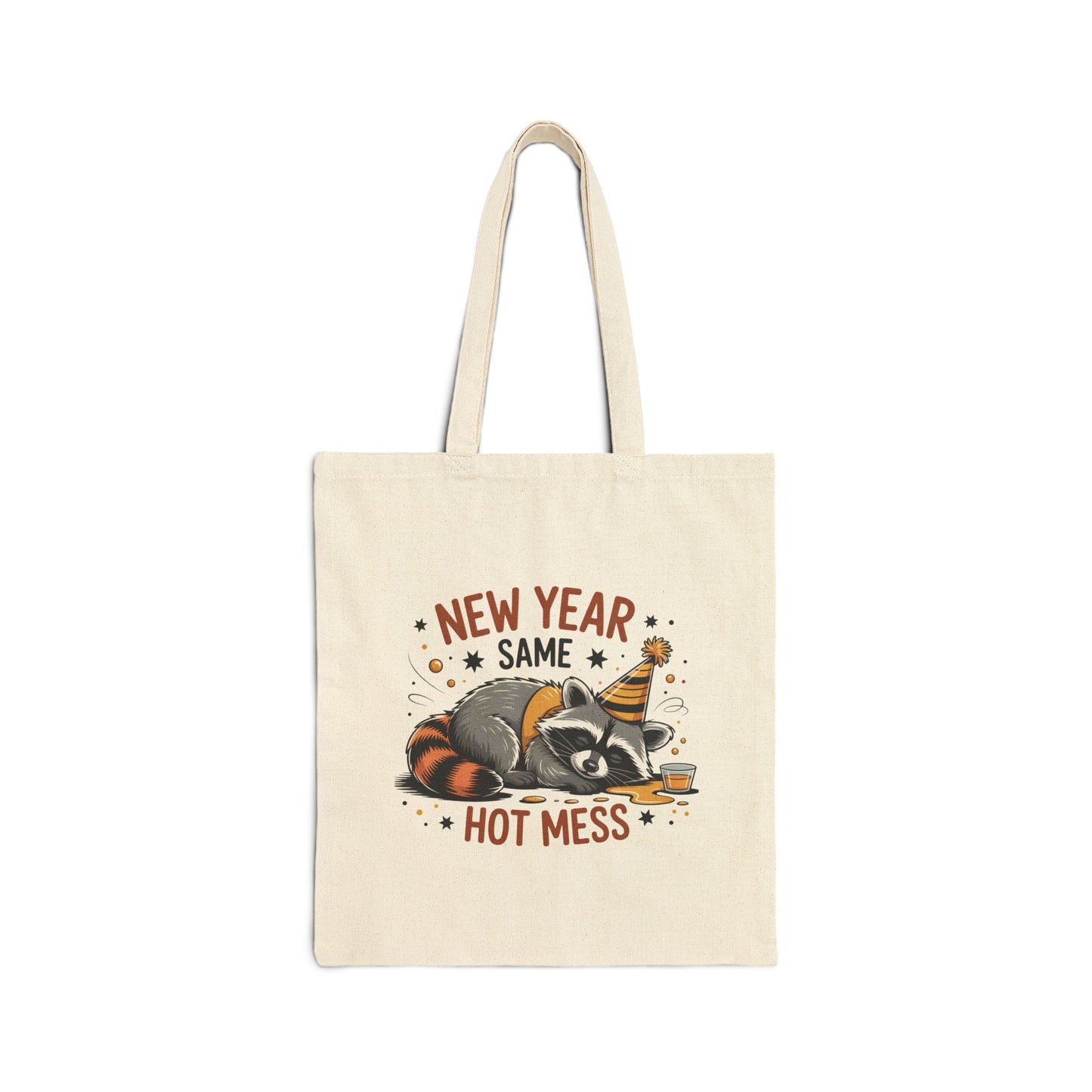 New Year Same Hot Mess - Raccoon Canvas Tote, Funny New Year Gift