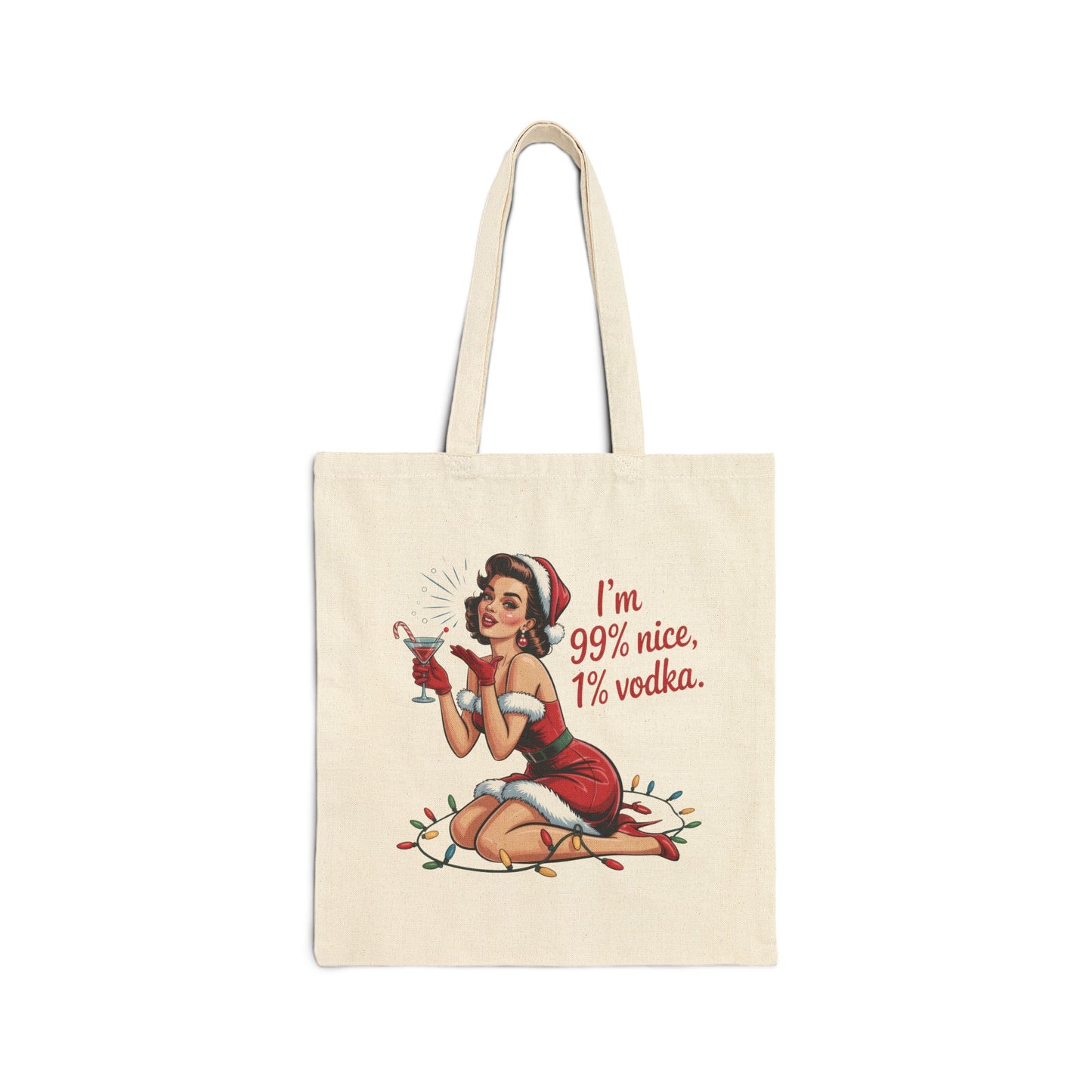 I'm 99% Nice, 1% Vodka" Holiday Tote - Retro Christmas Tote
