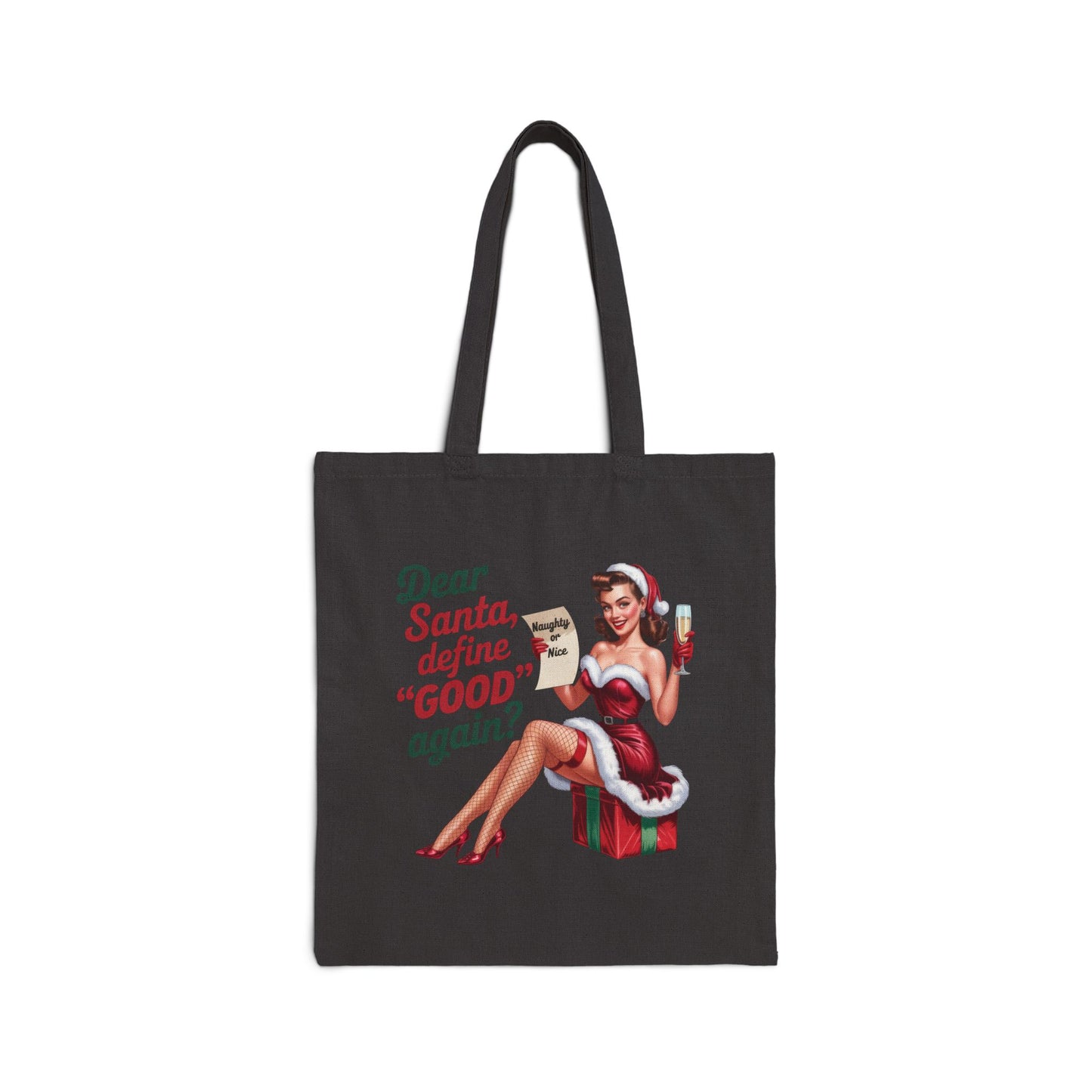 Dear Santa, define 'GOOD' again? Holiday Tote - Retro Christmas Tote