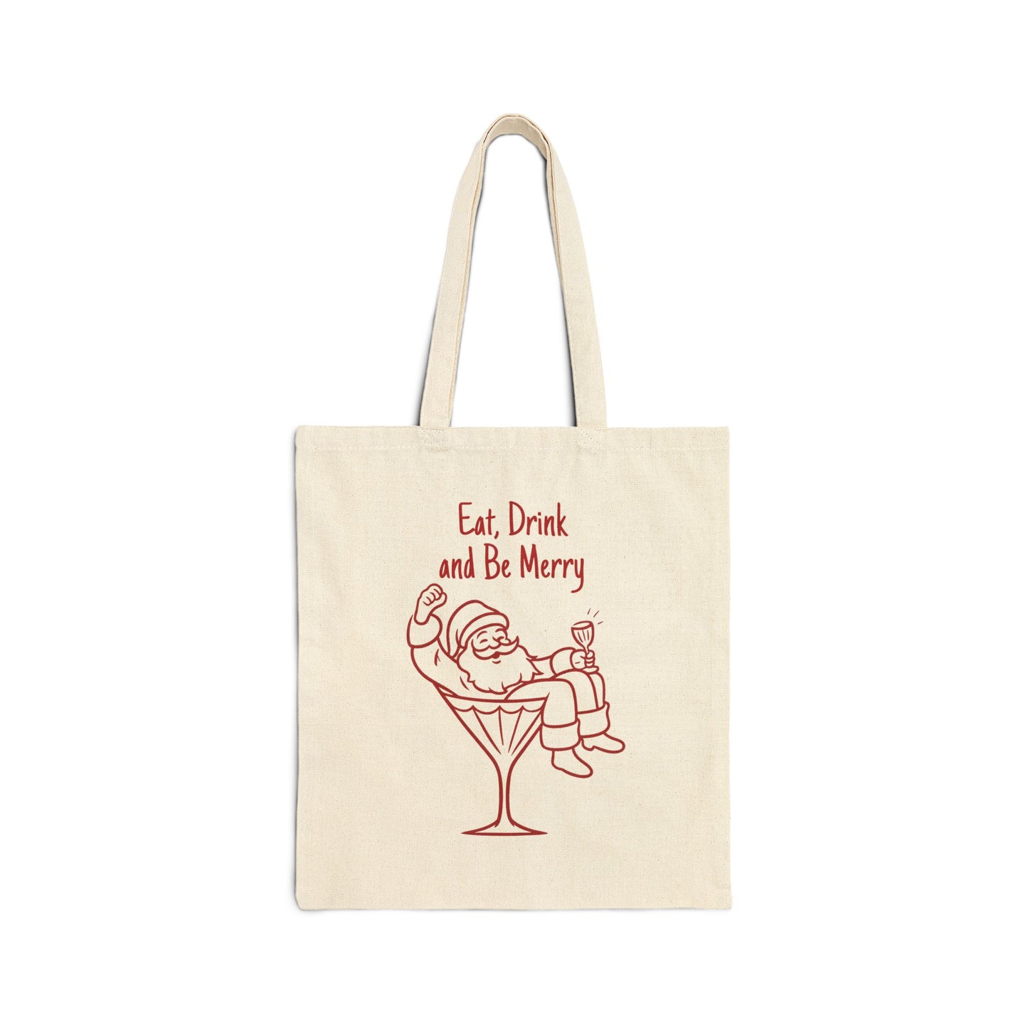Eat, Drink and Be Merry Santa Cocktail Holiday Tote