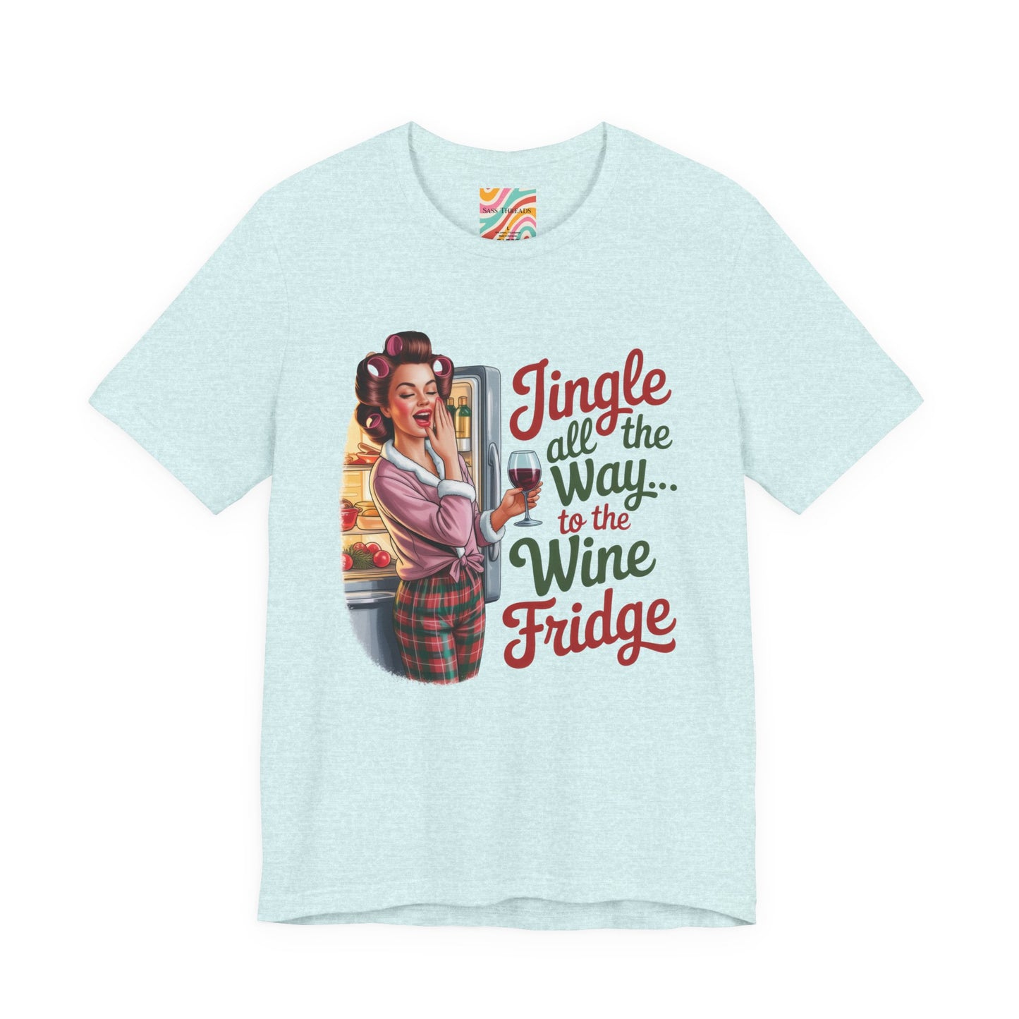 Jingle All The Way to the Wine Fridge Holiday Tee - Retro Christmas T shirt