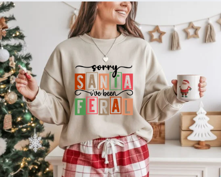 Sorry Santa I've Been Feral Christmas Sweatshirt