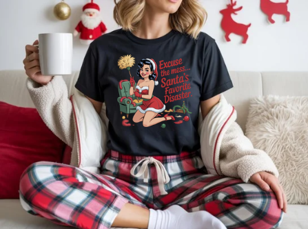 Excuse the Mess... Santa's Favorite Disaster shirt - Retro Holiday Tee