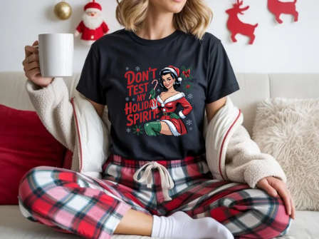 Don't Test My Holiday Spirit Holiday Tee — Retro Christmas Shirt