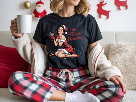 I'm 99% Nice, 1% Vodka Holiday Tee - Retro Christmas T shirt