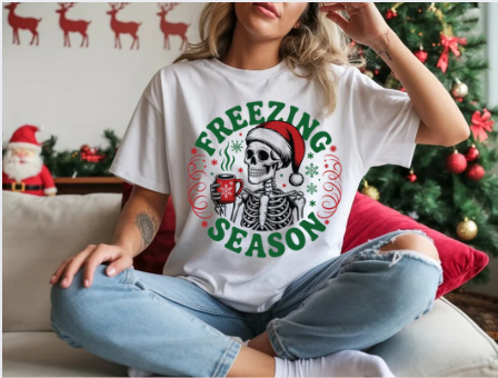 Freezing Season T-Shirt – Skeleton Holiday Tee