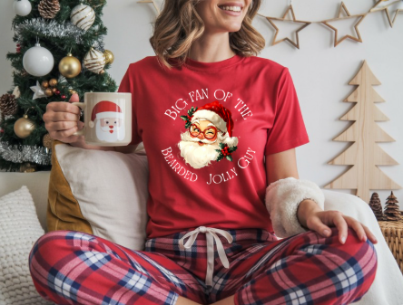 Big Fan of the Bearded Jolly Guy T-Shirt — Vintage Santa Christmas Tee