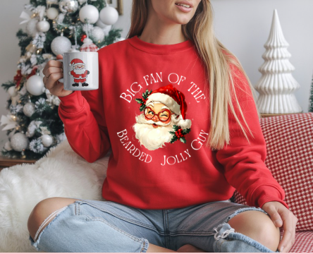 Big Fan of the Bearded Jolly Guy Sweatshirt — Vintage Santa Christmas Crewneck