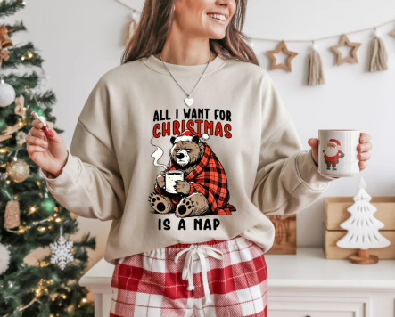 Grumpy Christmas Bear Coffee Sweatshirt – Coffee & Christmas Spirit Pullover