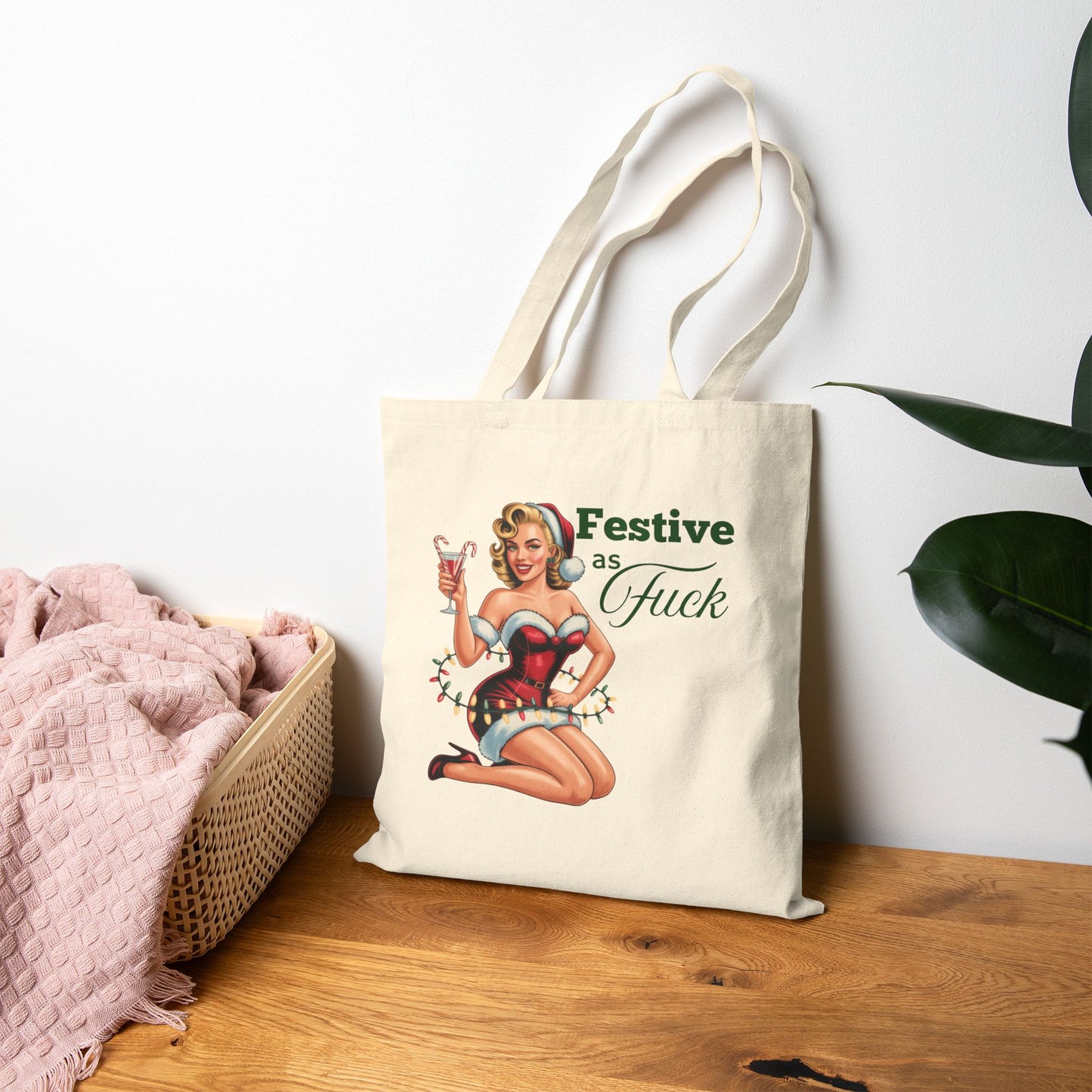 Festive as F*ck Holiday Tote  — Retro Christmas Tote