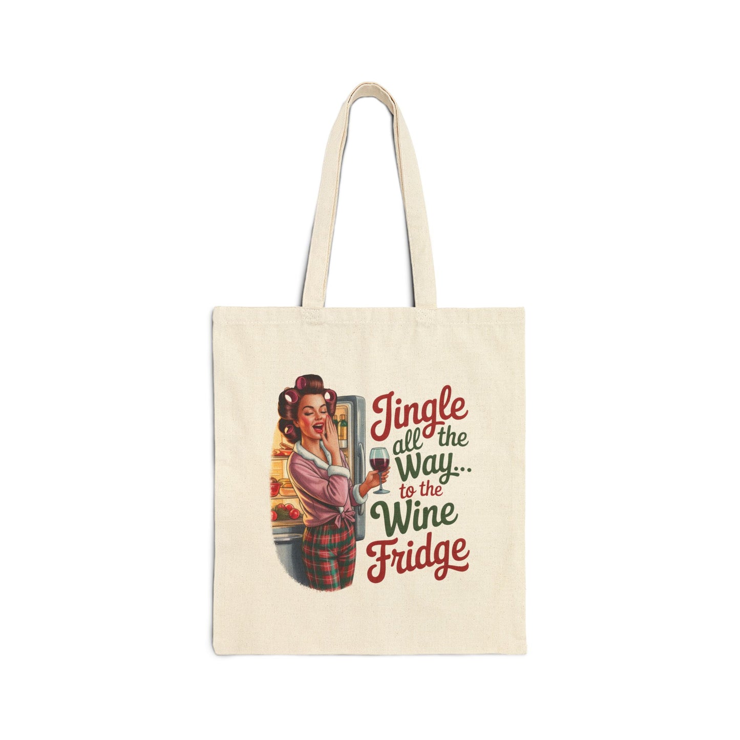 Jingle All the Way to the Wine Fridge Holiday Tote - Retro Christmas Tote