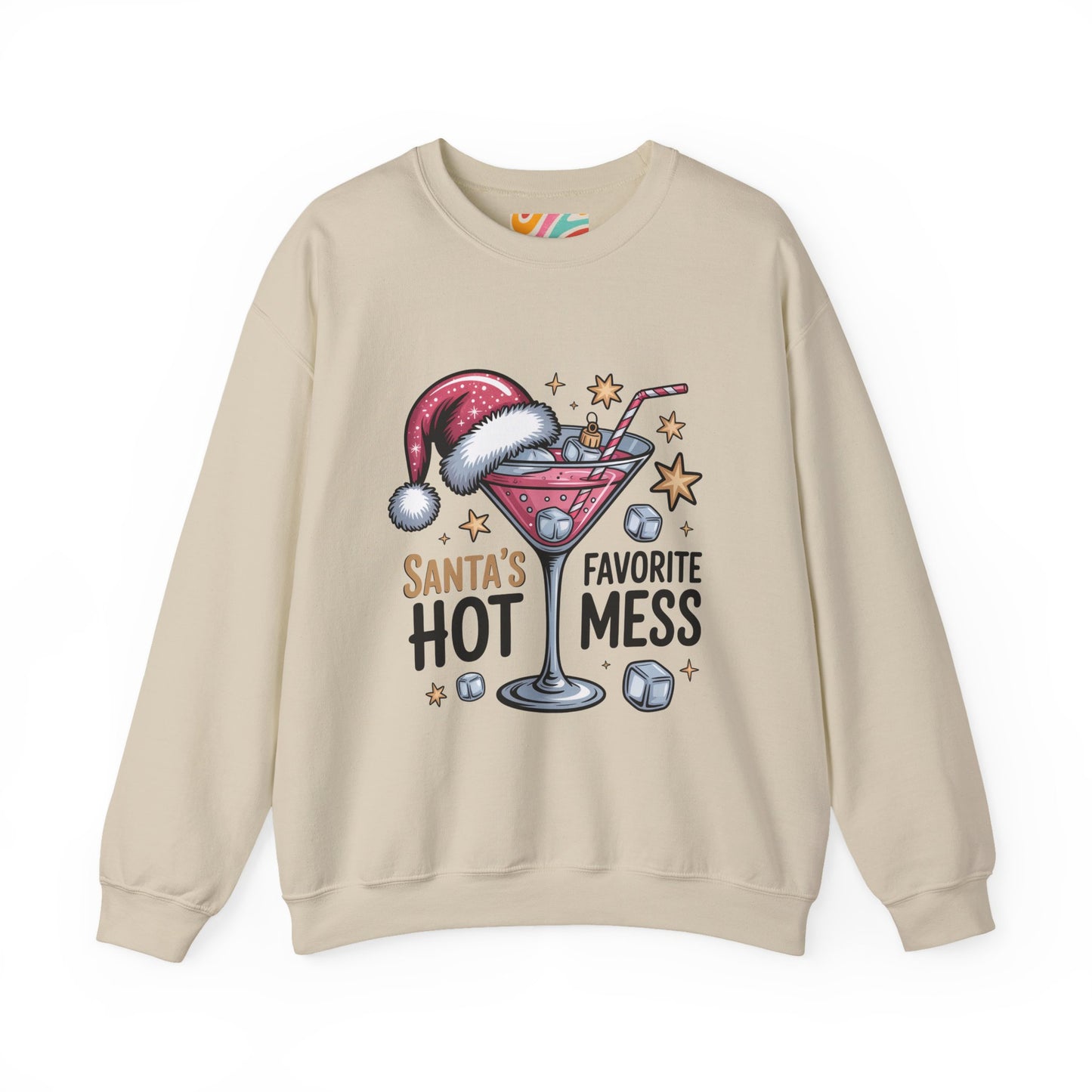 Santa's Hot Mess Sweatshirt — Funny Christmas Cocktail Holiday Crewneck