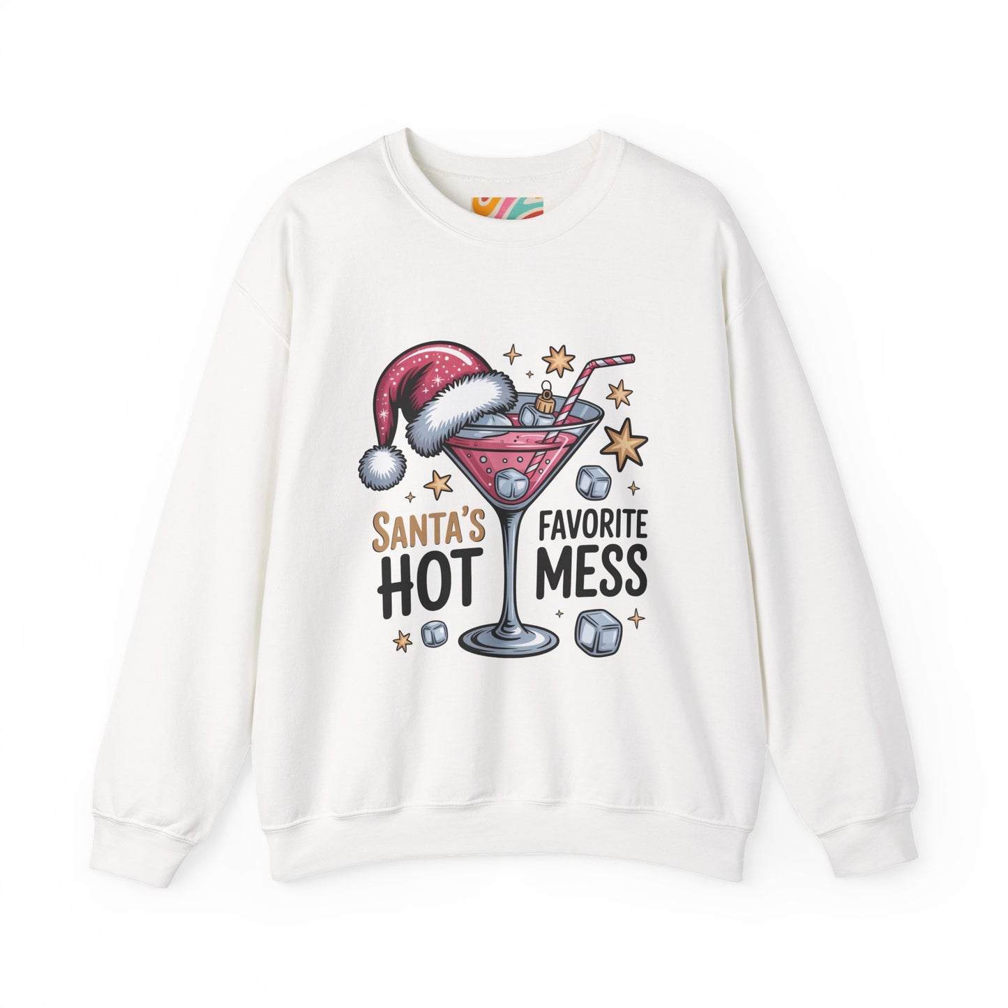 Santa's Hot Mess Sweatshirt — Funny Christmas Cocktail Holiday Crewneck