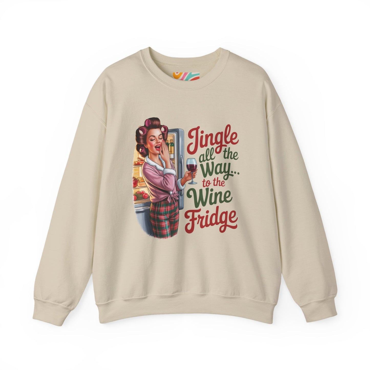 Jingle All the Way to the Wine Fridge Holiday Sweatshirt - Retro Christmas Crewneck
