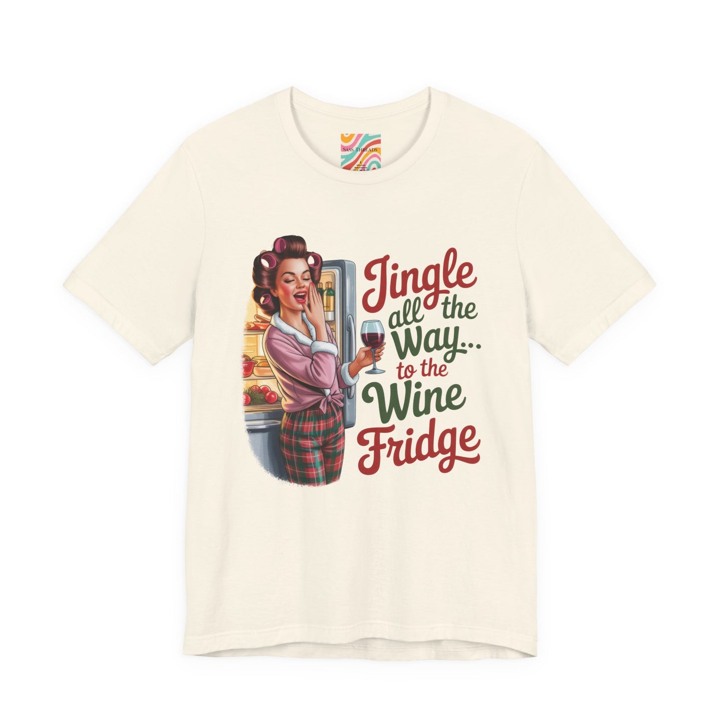 Jingle All The Way to the Wine Fridge Holiday Tee - Retro Christmas T shirt