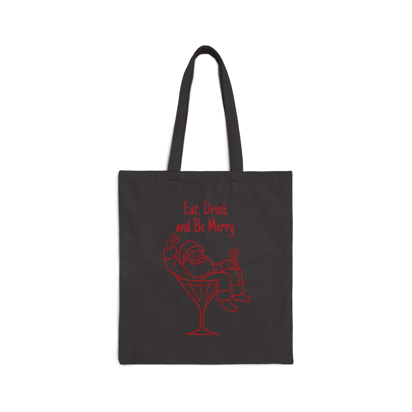 Eat, Drink and Be Merry Santa Cocktail Holiday Tote