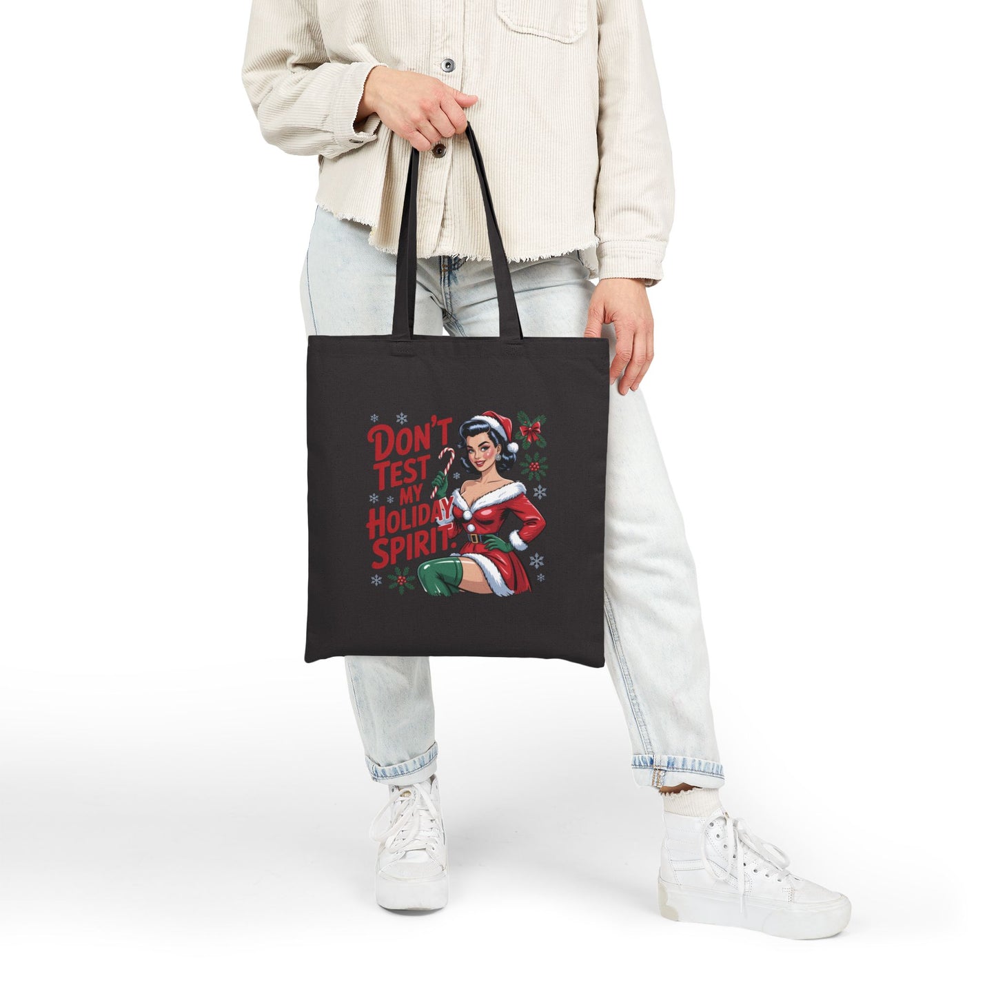 Don't Test My Holiday Spirit holiday Tote - Retro Christmas Tote