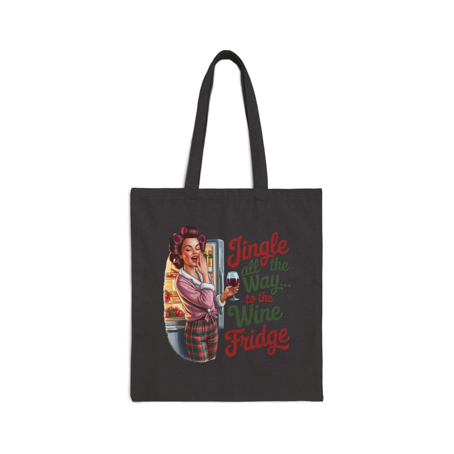 Jingle All the Way to the Wine Fridge Holiday Tote - Retro Christmas Tote