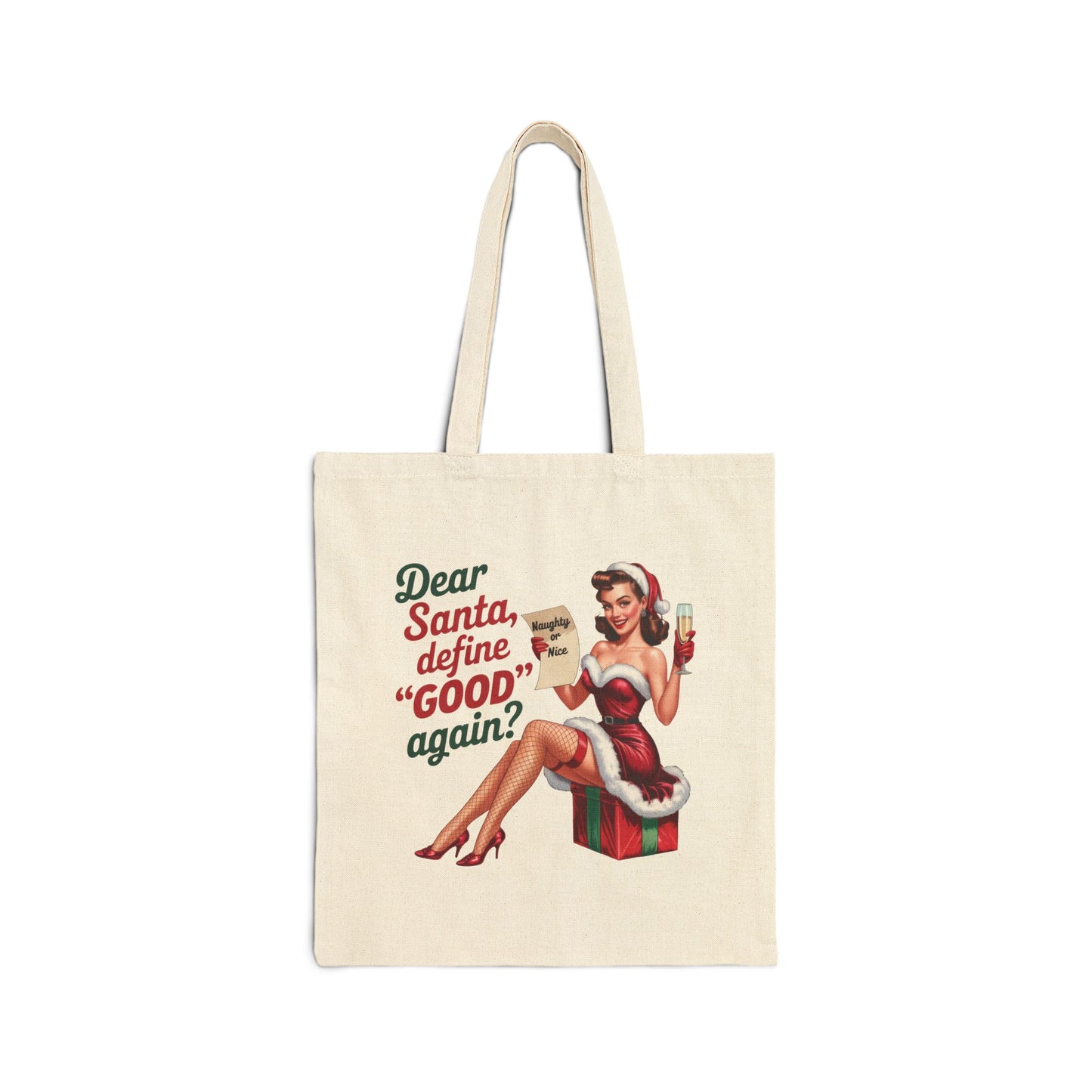 Dear Santa, define 'GOOD' again? Holiday Tote - Retro Christmas Tote