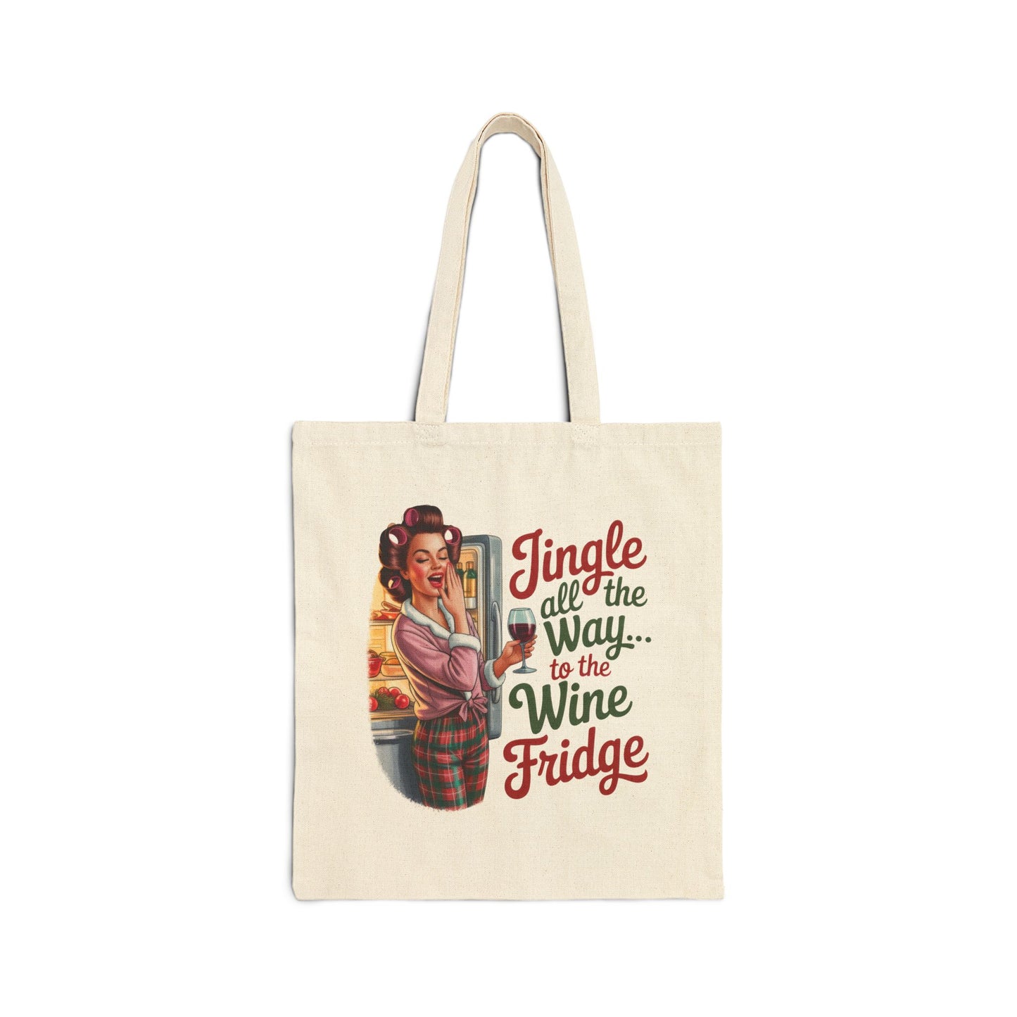 Jingle All the Way to the Wine Fridge Holiday Tote - Retro Christmas Tote