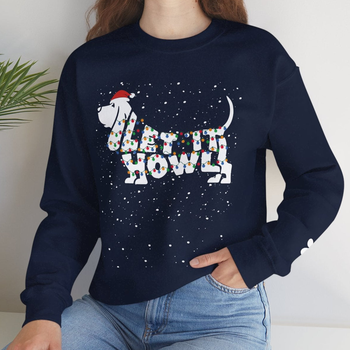 Let It Howl Christmas Dog Sweatshirt – [Basset Hound]