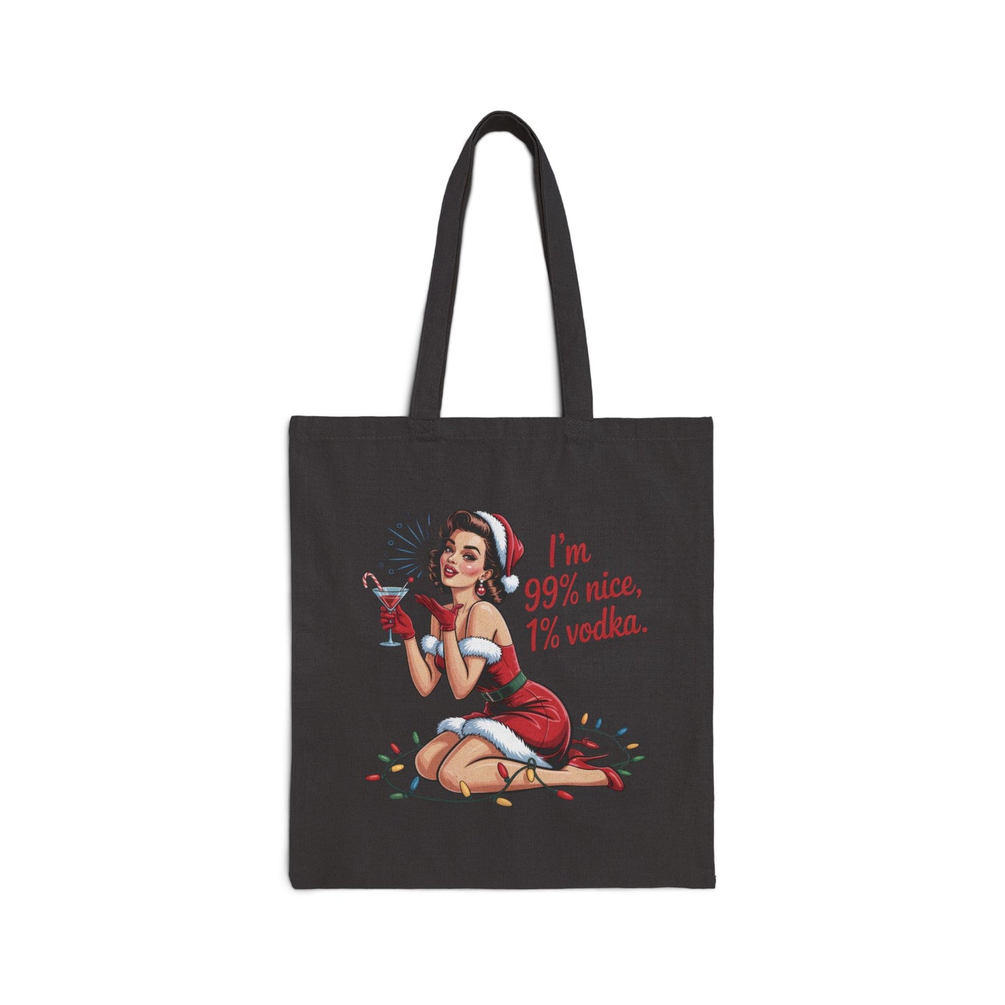 I'm 99% Nice, 1% Vodka" Holiday Tote - Retro Christmas Tote