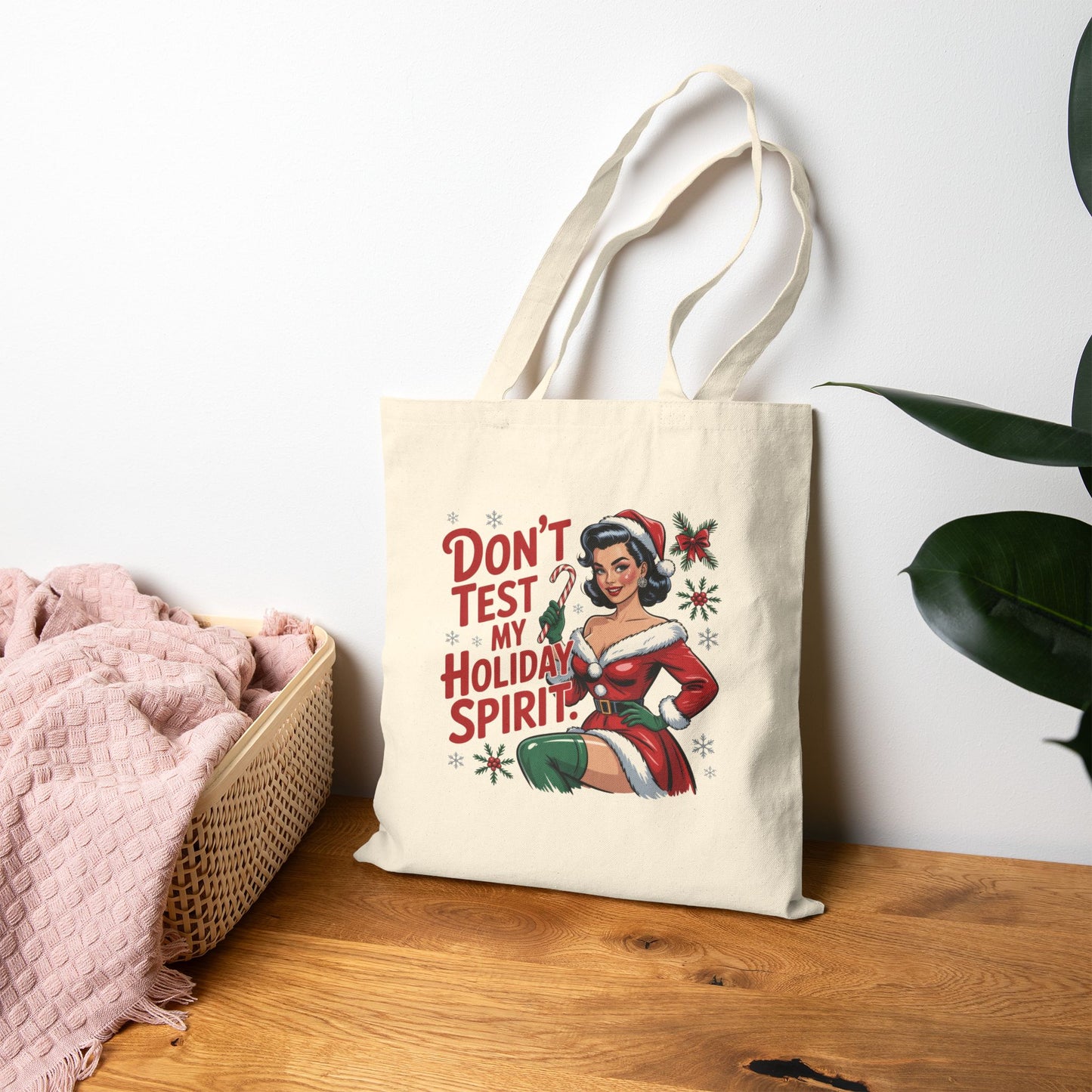 Don't Test My Holiday Spirit holiday Tote - Retro Christmas Tote